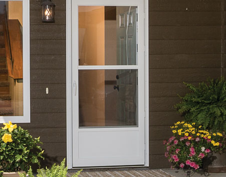 Storm door with shop dog door menards